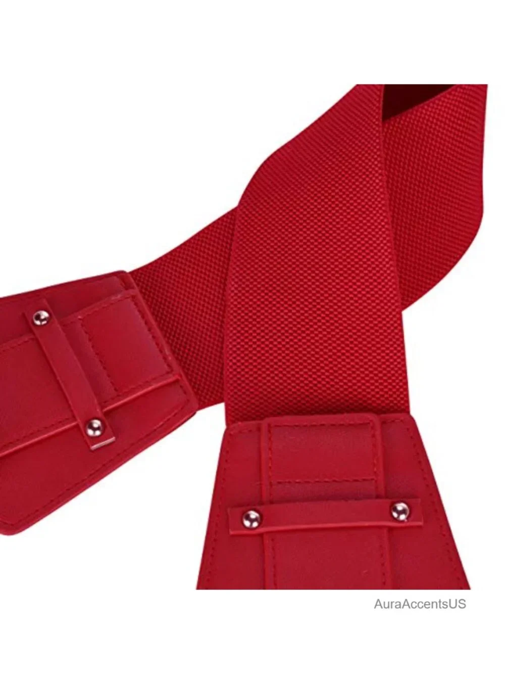 Vintage Wide Elastic Waist Belt with Chunky Buckle for Jeans Dresses